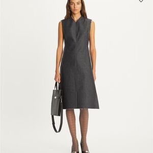 Tory Burch Charcoal Denim Sleeveless Midi Dress